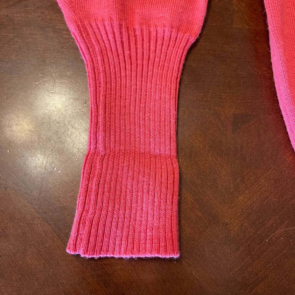 Vintage Coral Pink Turtleneck Sweater Small Outlander Wool Ribbed Hem‎ & Cuffs - Picture 4 of 8